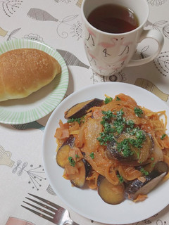 茄子とベーコンのナポリタン-レシピのメイン写真