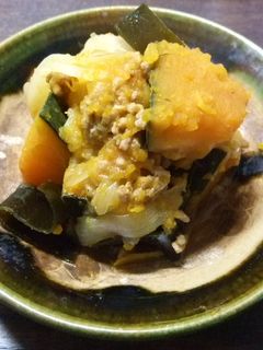 新玉ねぎとかぼちゃのそぼろ煮-レシピのメイン写真