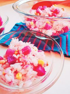 紅くるりとコーンの炊き込みご飯-レシピのメイン写真
