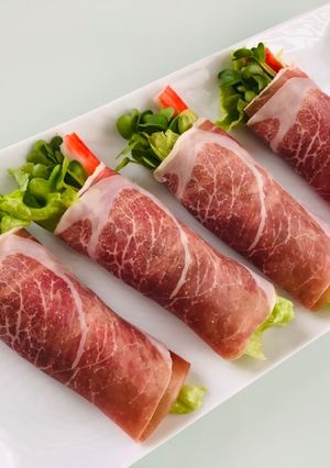 レタスカニカマカイワレチーズの生ハム巻き-レシピのメイン写真