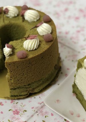 さくら抹茶の生シフォンケーキ-レシピのメイン写真