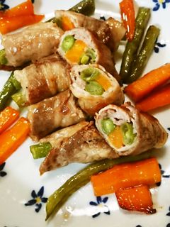人参とサヤインゲンの肉巻き-レシピのメイン写真