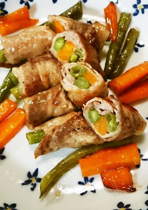人参とサヤインゲンの肉巻き-レシピのメイン写真