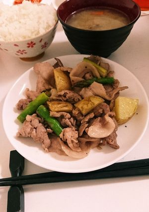 豚肉と新じゃがアスパラのバターポン酢炒め-レシピのメイン写真