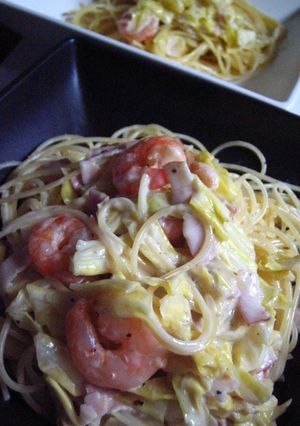 えびとキャベツのパスタ～ブラマヨ風味～-レシピのメイン写真