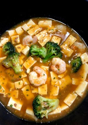 麻婆豆腐の素で海老ブロッコリーの麻婆豆腐-レシピのメイン写真