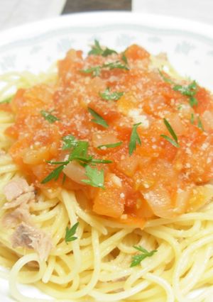 ワインで煮込んだトマトソース＆ツナパスタ-レシピのメイン写真
