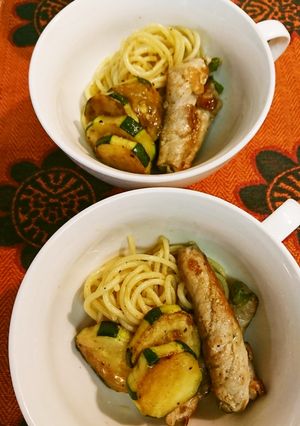 豚巻きとズッキーニのパスタ-レシピのメイン写真