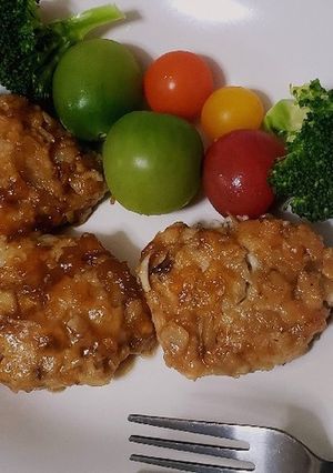 免疫アップ鶏胸肉と舞茸玉葱照焼ハンバーグ-レシピのメイン写真