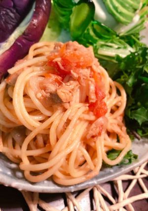 超簡単！牡蠣醤油の和風ツナトマパスタ-レシピのメイン写真