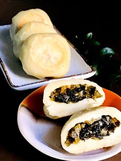 野沢菜古漬けでおやき-レシピのメイン写真
