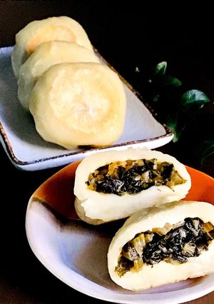 野沢菜古漬けでおやき-レシピのメイン写真