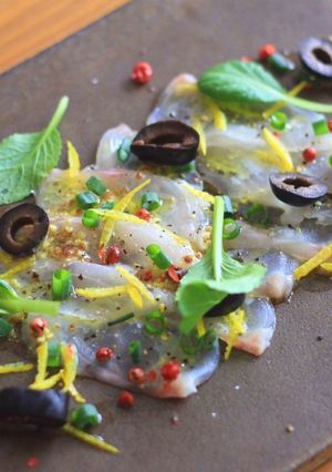 白身魚のカルパッチョ ゆずドレッシング-レシピのメイン写真