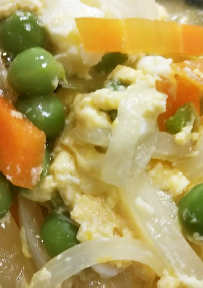 玉ねぎとえんどう豆の卵とじ-レシピのメイン写真