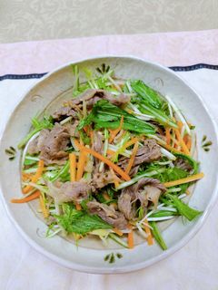 ☆水菜・牛・豚しゃぶで作るおかずサラダ♬-レシピのメイン写真