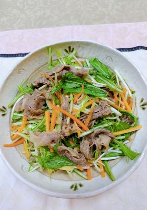 ☆水菜・牛・豚しゃぶで作るおかずサラダ♬-レシピのメイン写真