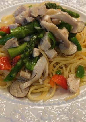 サラダチキンとアスパラのパスタ-レシピのメイン写真