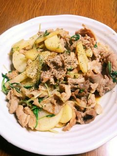 豚肉小間切れと山芋の炒めもの-レシピのメイン写真