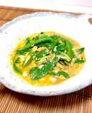 電子レンジで絹さやの玉子とじ
