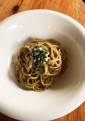 ミルキーで刺激的〜のりの佃煮のスパゲティ-レシピのメイン写真