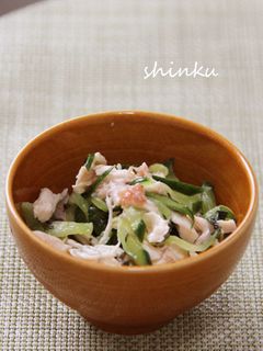 簡単*鶏ささみときゅうりの大葉梅和え-レシピのメイン写真