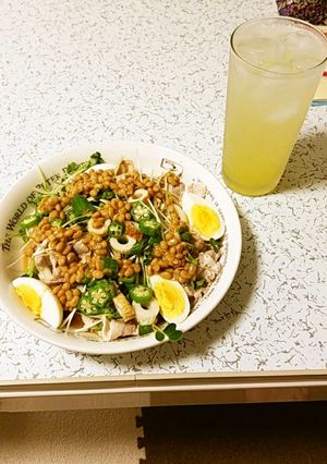 ★豚肉と納豆とオクラのサラダうどん★-レシピのメイン写真