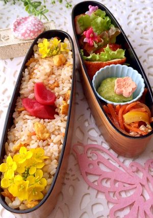4月11日　チキンカツ　春弁当　詰め方-レシピのメイン写真
