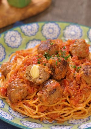 チーズinミートボール☆トマトパスタ-レシピのメイン写真