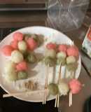 上新粉と白玉粉不用のウサギ三色団子