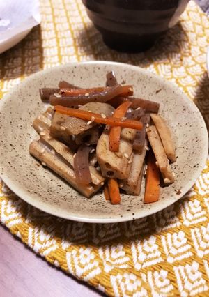 れんこん、にんじん、コンニャクのきんぴら-レシピのメイン写真