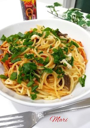 麻辣マーラー唐辛子の激辛きのこパスタ-レシピのメイン写真