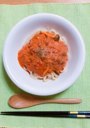 ツナとしめじの豆乳トマトクリームうどん-レシピのメイン写真