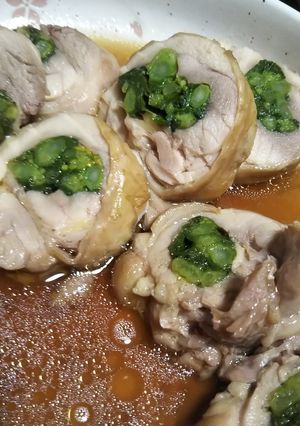 鳥もも肉と菜の花の巻き煮-レシピのメイン写真