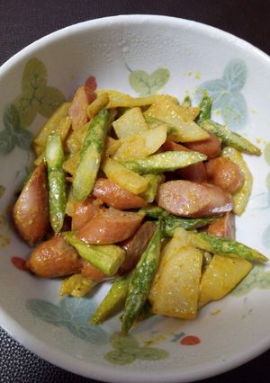 アスパラとじゃがいものカレーマヨ炒め♪-レシピのメイン写真