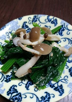 ほうれん草としめじのゴマあえ♪-レシピのメイン写真