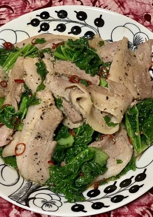 かつお菜と豚肉のペペロンチーノ風炒め-レシピのメイン写真