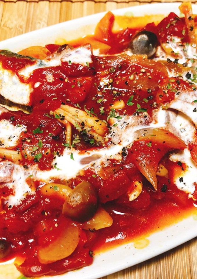 鰯ときのこのトマト煮込み-レシピのメイン写真