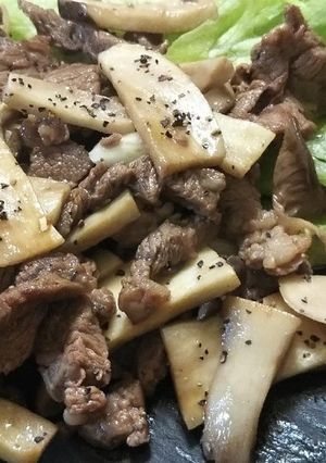 牛肉とエリンギのニンニク炒め-レシピのメイン写真