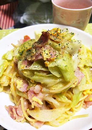 春キャベツとベーコンの卵パスタ-レシピのメイン写真