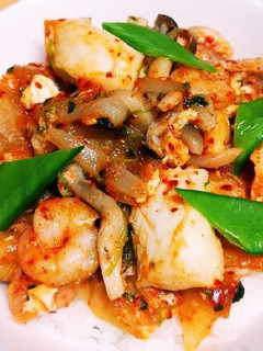 冷凍シーフードで!海鮮キムチ卵丼-レシピのメイン写真