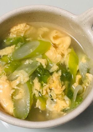 ごま油香るふんわり卵レタスねぎのスープ-レシピのメイン写真
