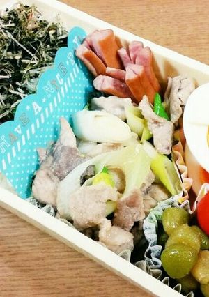 お弁当 豚肉とネギのハチミツ醤油炒め-レシピのメイン写真