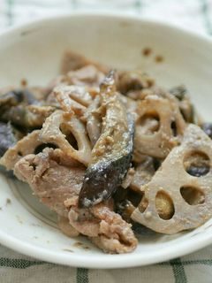 なすと蓮根と豚ロース肉の生姜味噌炒め-レシピのメイン写真