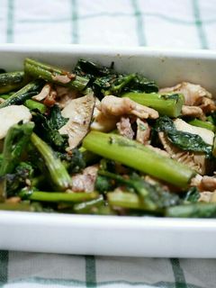 のらぼう菜と豚こま肉の粒マスタード炒め-レシピのメイン写真