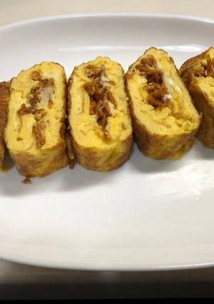 卵焼きにベビースターラーメン入れました。-レシピのメイン写真