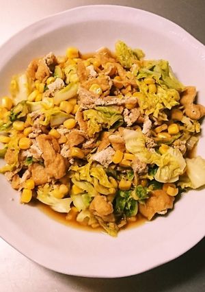 コーンとキャベツと油揚げのさっと煮♪-レシピのメイン写真