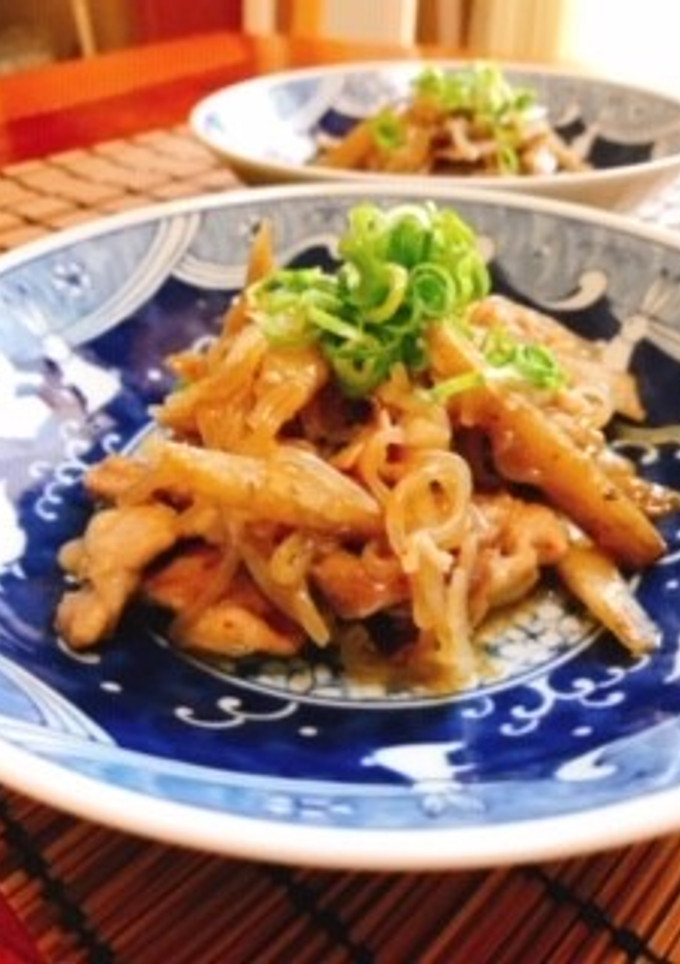 新牛蒡と豚肉、糸こんの甘辛炒め煮-レシピのメイン写真