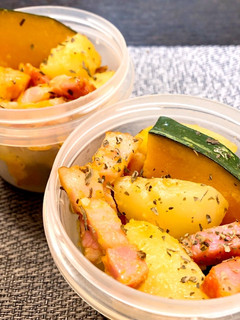 彩りおかず!野菜とベーコンのバジル炒め-レシピのメイン写真