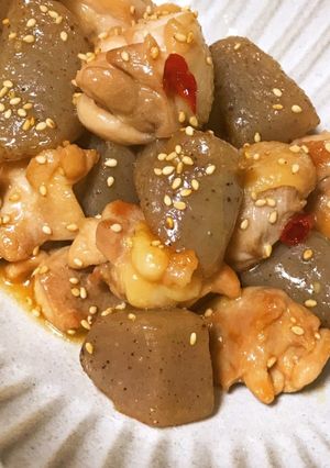 簡単！常備菜！鶏肉とこんにゃくの甘辛煮-レシピのメイン写真