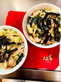 お魚ソーセージ丼、無しで玉子丼-レシピのメイン写真